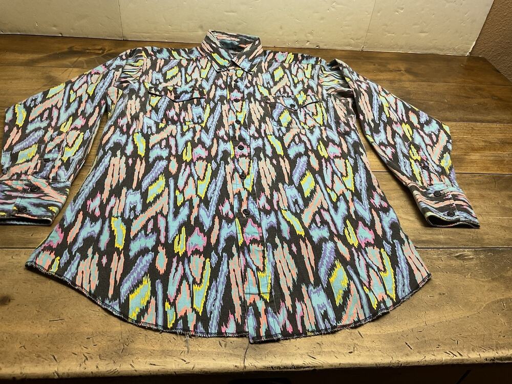 VTG Panhandle Slim Abstract Print Mens Button Down Size 15 1/2 X 33